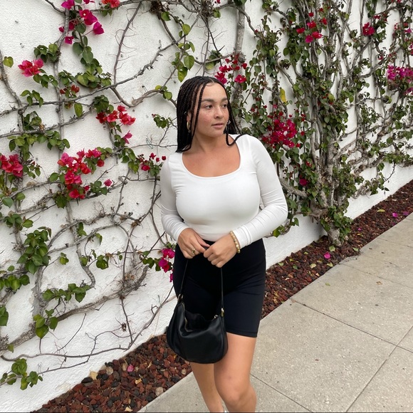 Asymmetrical Premium Micro Ribbed Modal Square Neck Long Sleeve Bodysuit NWOT - Picture 8 of 15